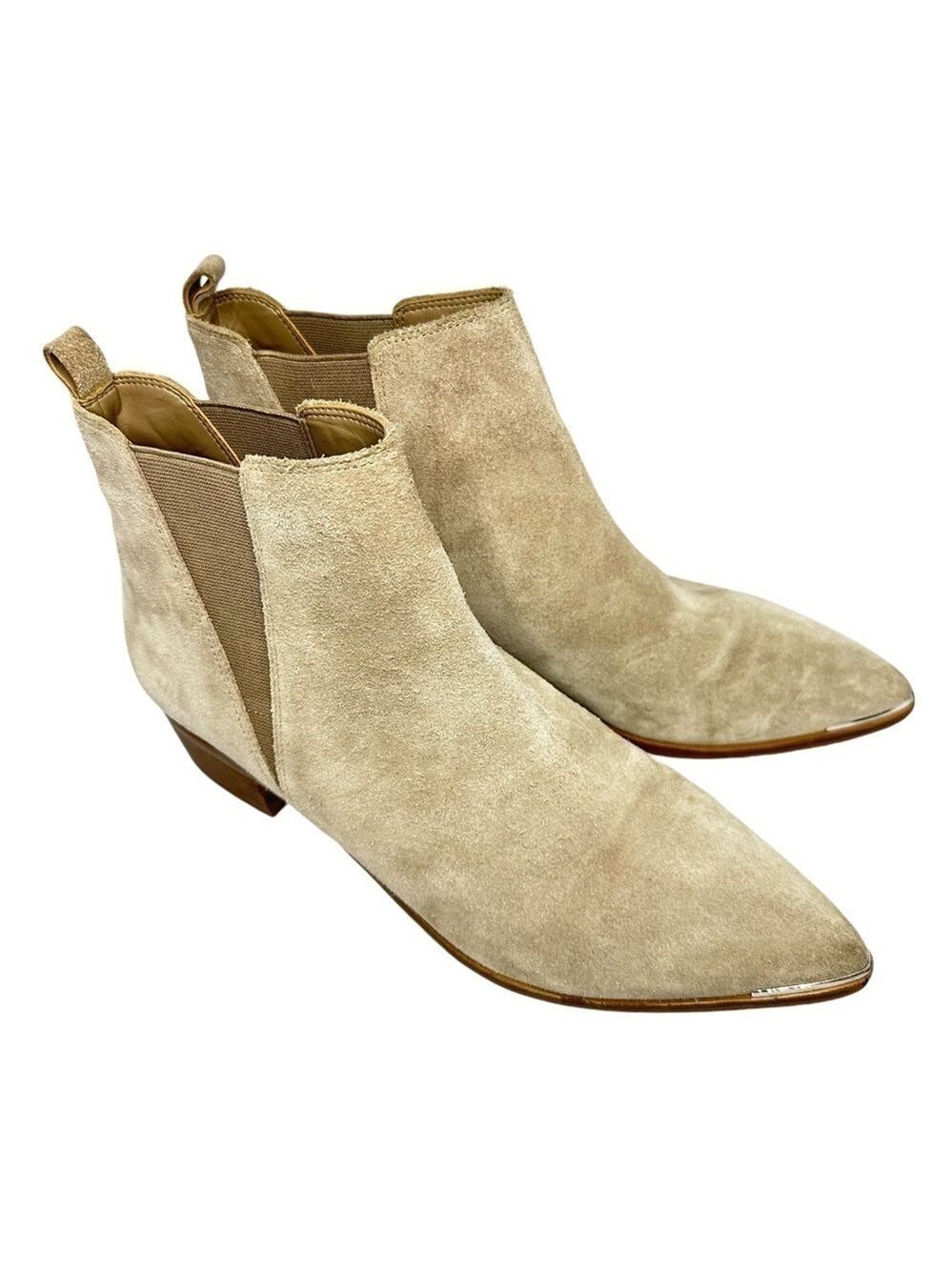 Marc Fisher Beige Yale Pointy‎ Toe Chelsea Suede Leather Women’s Bootie Size 8M